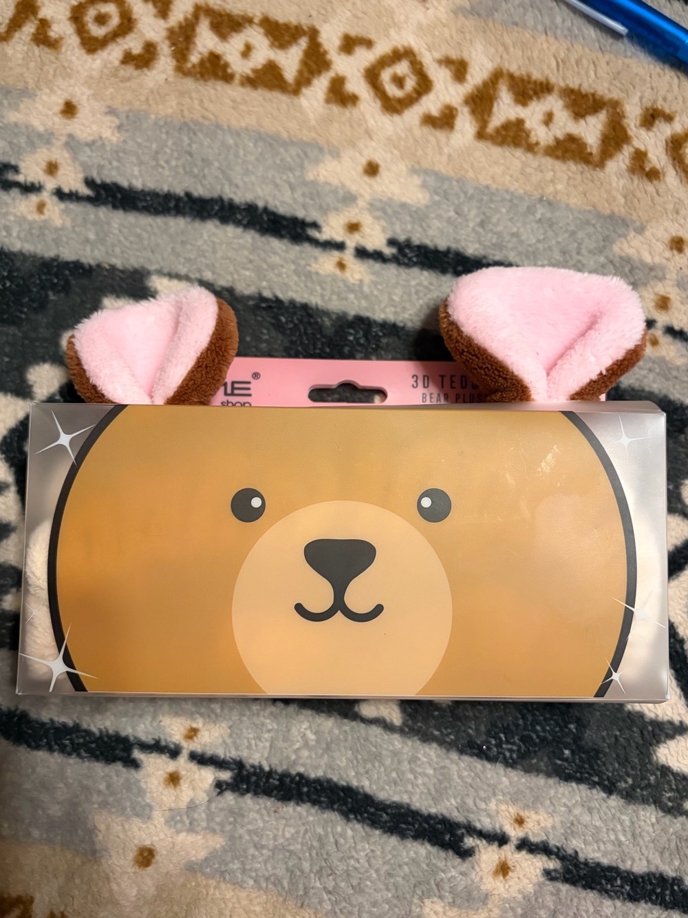 Crème Shop NIP Plush Bear Headband Hair Accessory - Brown with Pink Ears
